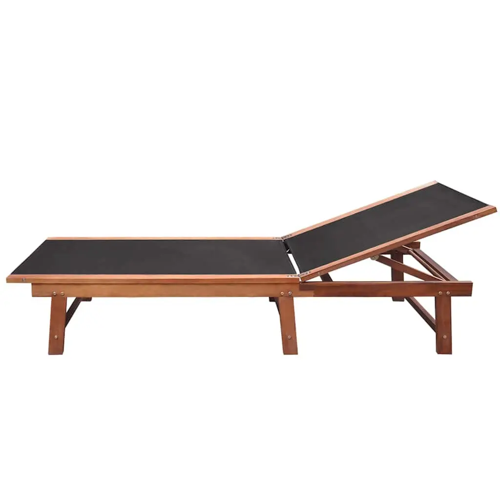 Sun Loungers Set Acacia Wood 2 Pieces with Table Outdoor Garden Patio Furniture