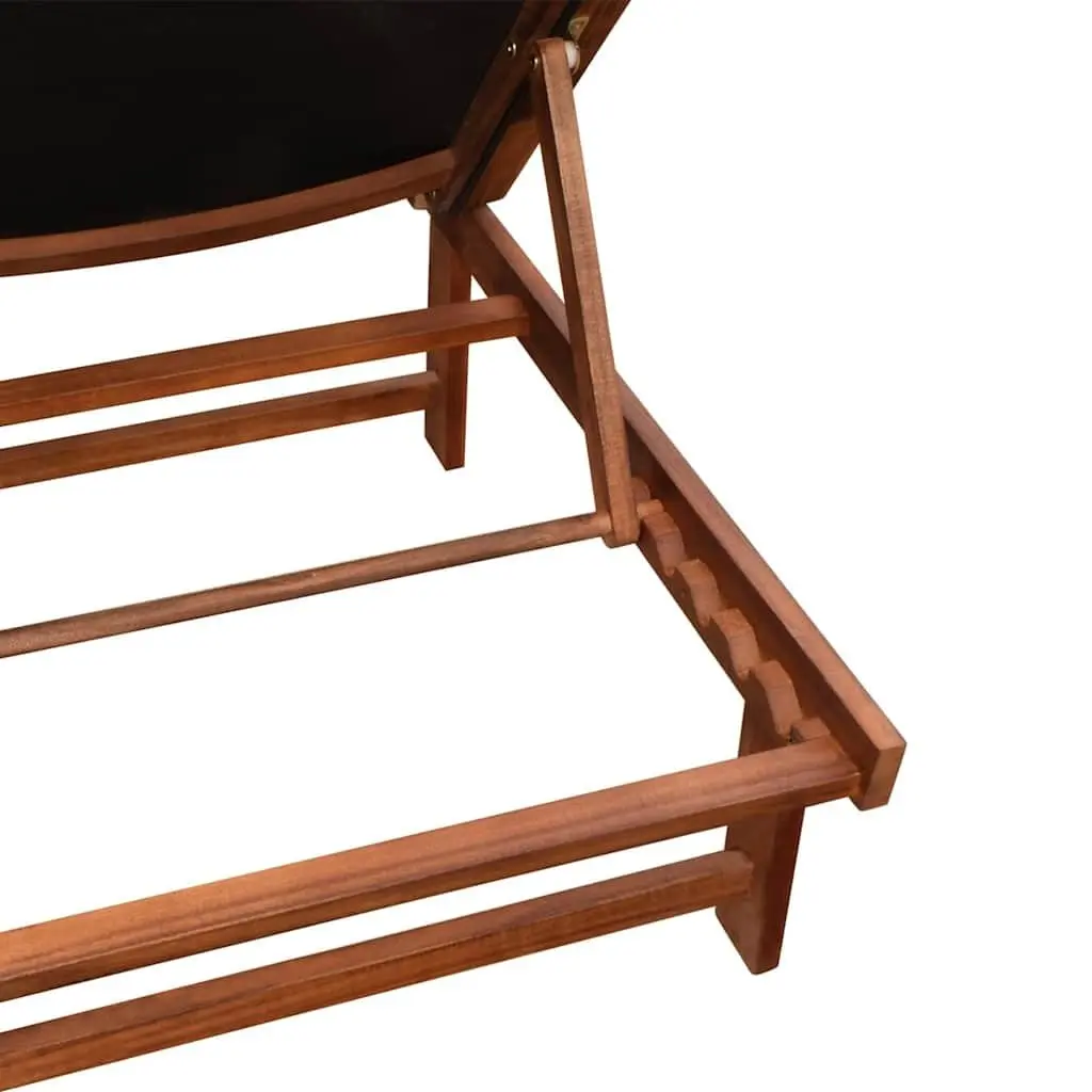 Sun Loungers Set Acacia Wood 2 Pieces with Table Outdoor Garden Patio Furniture