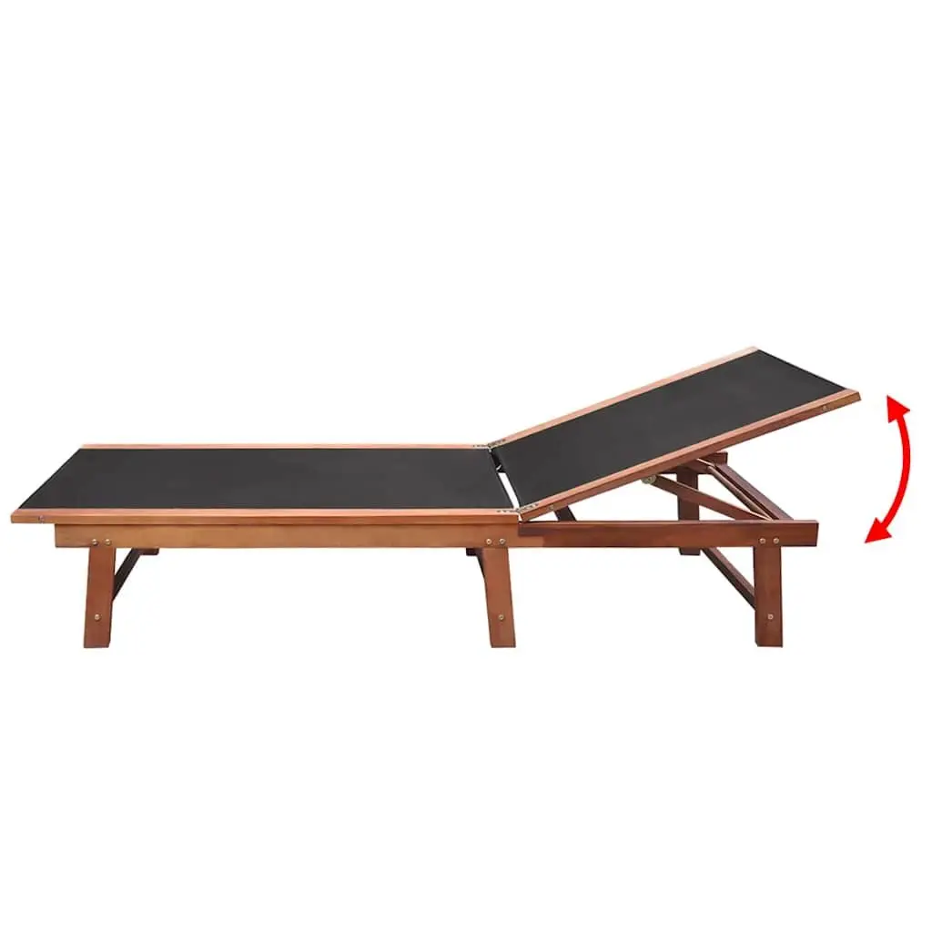 Sun Loungers Set Acacia Wood 2 Pieces with Table Outdoor Garden Patio Furniture