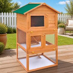 Friendly 3-Tier Wooden Rabbit Hutch for Your Furry Friends
