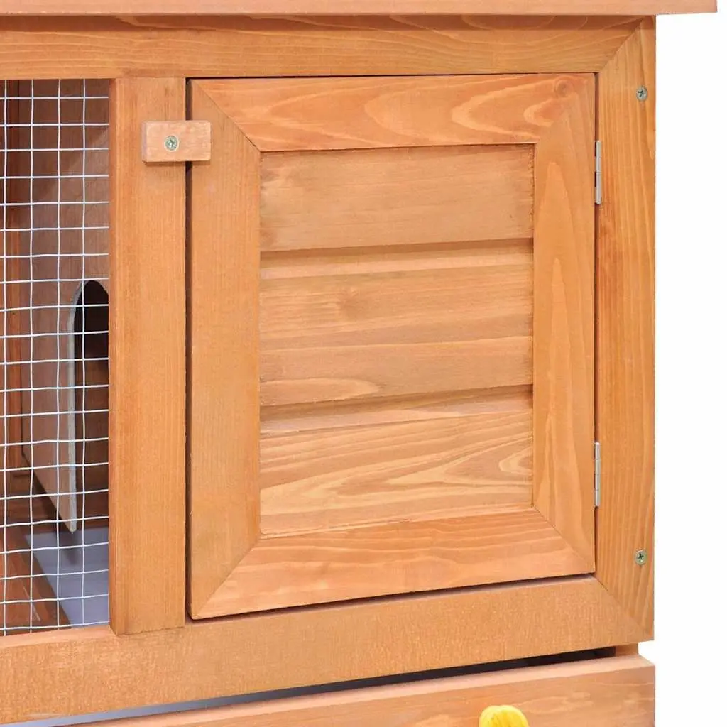 Outdoor Rabbit Hutch Small Pet Cage Wood 1 Door Brown Enclosure