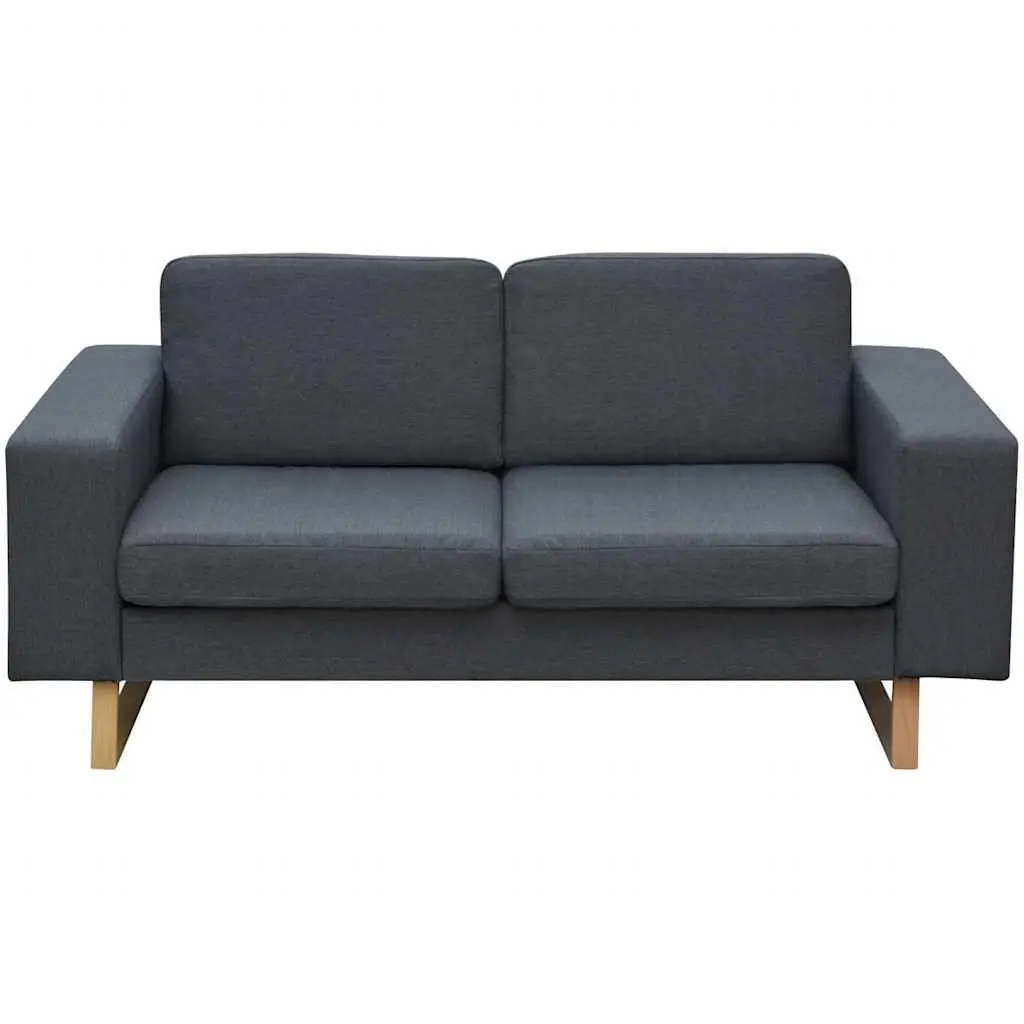2-Seater and 3-Seater Sofa Set Grey Removable Cushion Covers Machine Washable