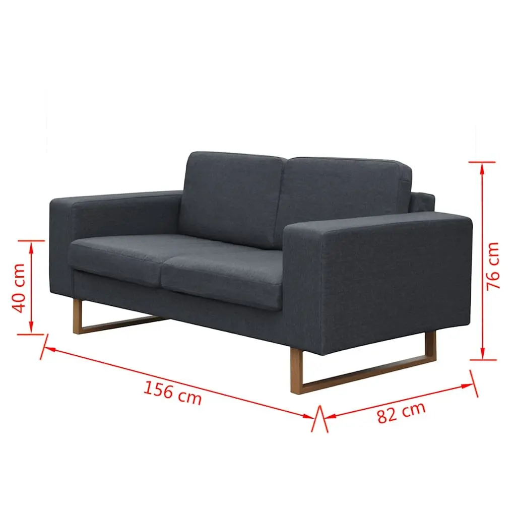 2-Seater and 3-Seater Sofa Set Grey Removable Cushion Covers Machine Washable