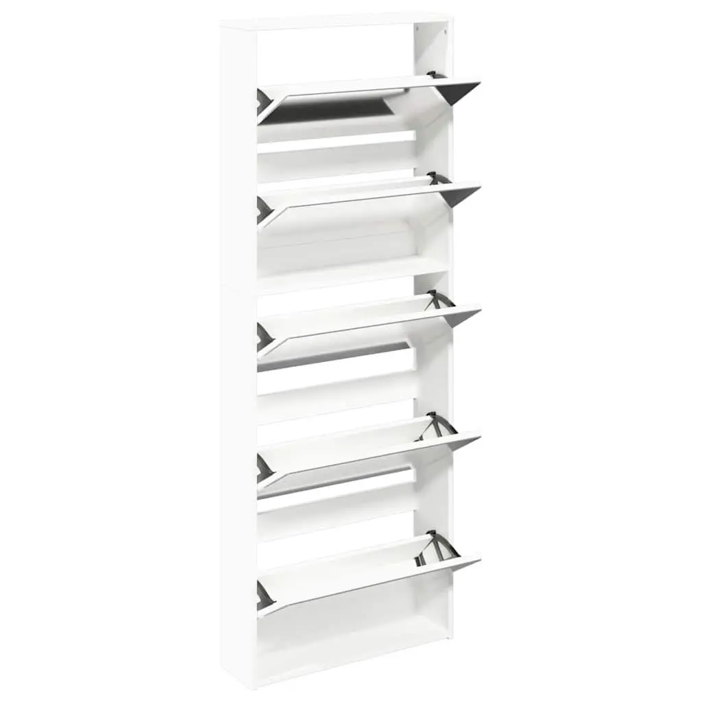5-Layer Mirror Shoe Cabinet Wall-Mounted White Hallway Storage Organiser Drawers
