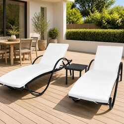 Friendly Sun Lounger Set with Table - 2 pcs Black