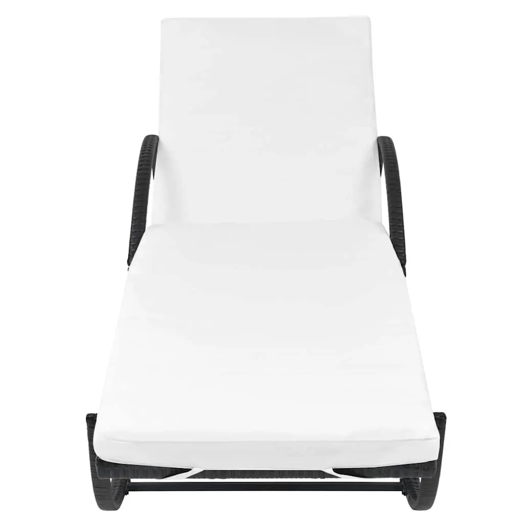 Sun Loungers 2pcs with Side Table Poly Rattan Black Outdoor Garden Beach Set