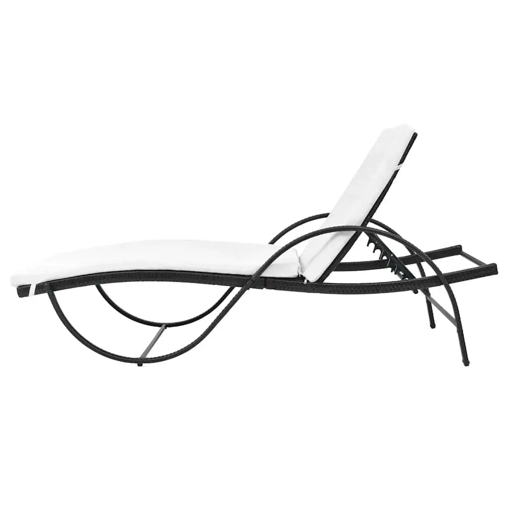 Sun Loungers 2pcs with Side Table Poly Rattan Black Outdoor Garden Beach Set