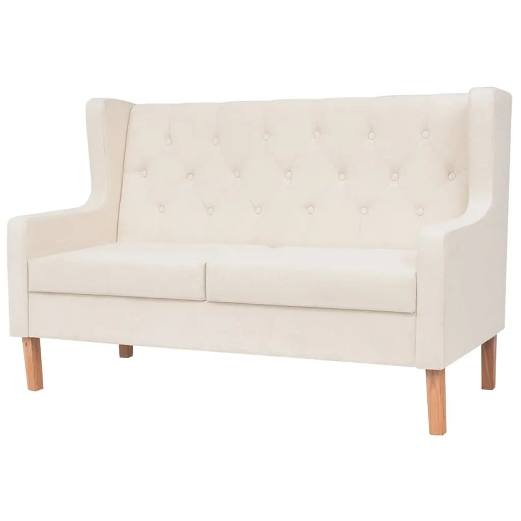 2-Piece Fabric Sofa Set Armchair 2-Seater White Living Room Lounge Suite
