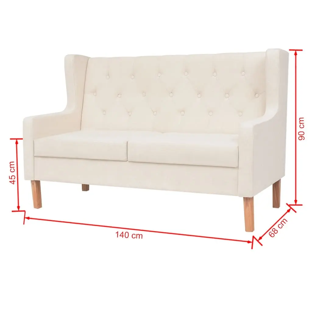 2-Piece Fabric Sofa Set Armchair 2-Seater White Living Room Lounge Suite