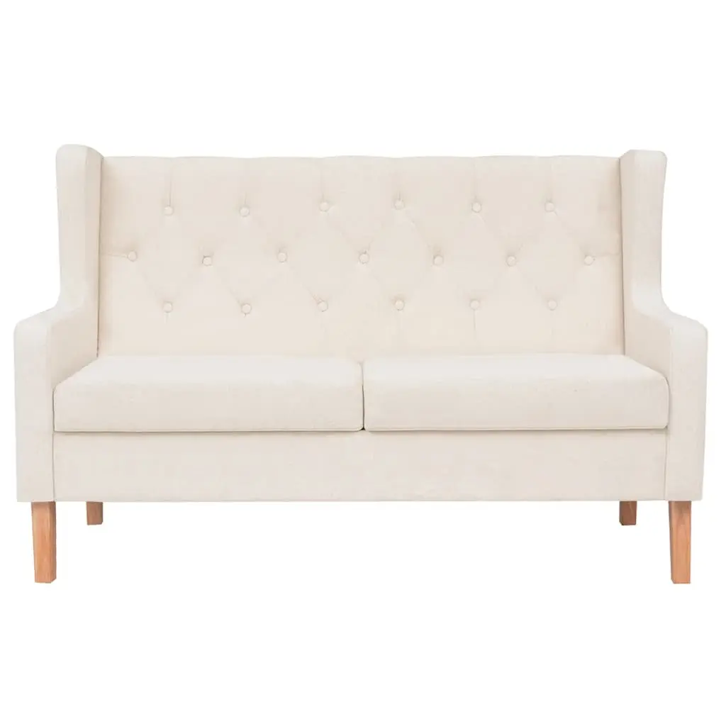 2-Piece Fabric Sofa Set Armchair 2-Seater White Living Room Lounge Suite