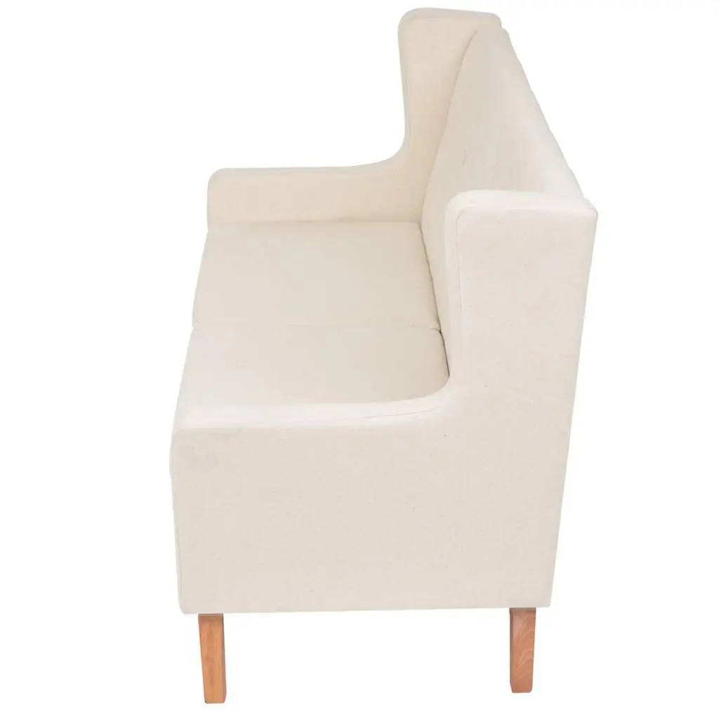 2-Piece Fabric Sofa Set Armchair 2-Seater White Living Room Lounge Suite