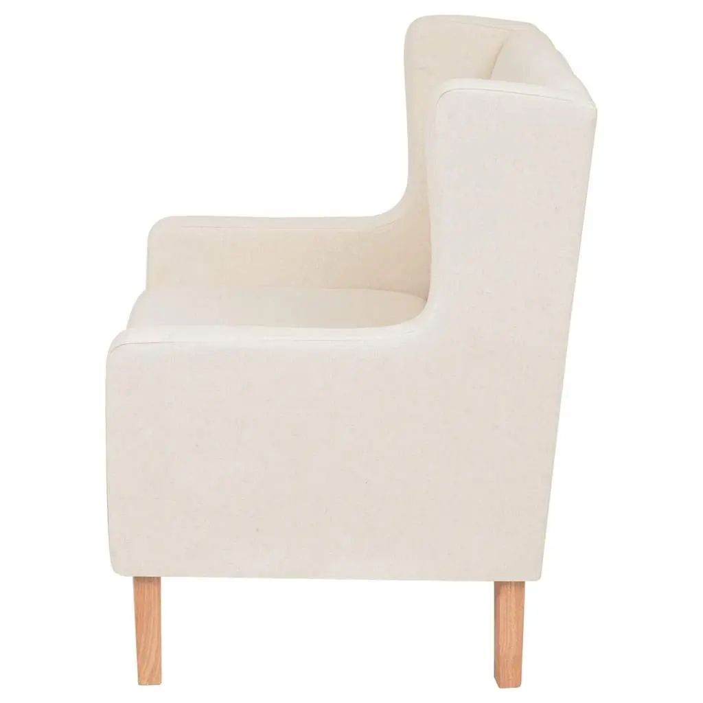 2-Piece Fabric Sofa Set Armchair 2-Seater White Living Room Lounge Suite
