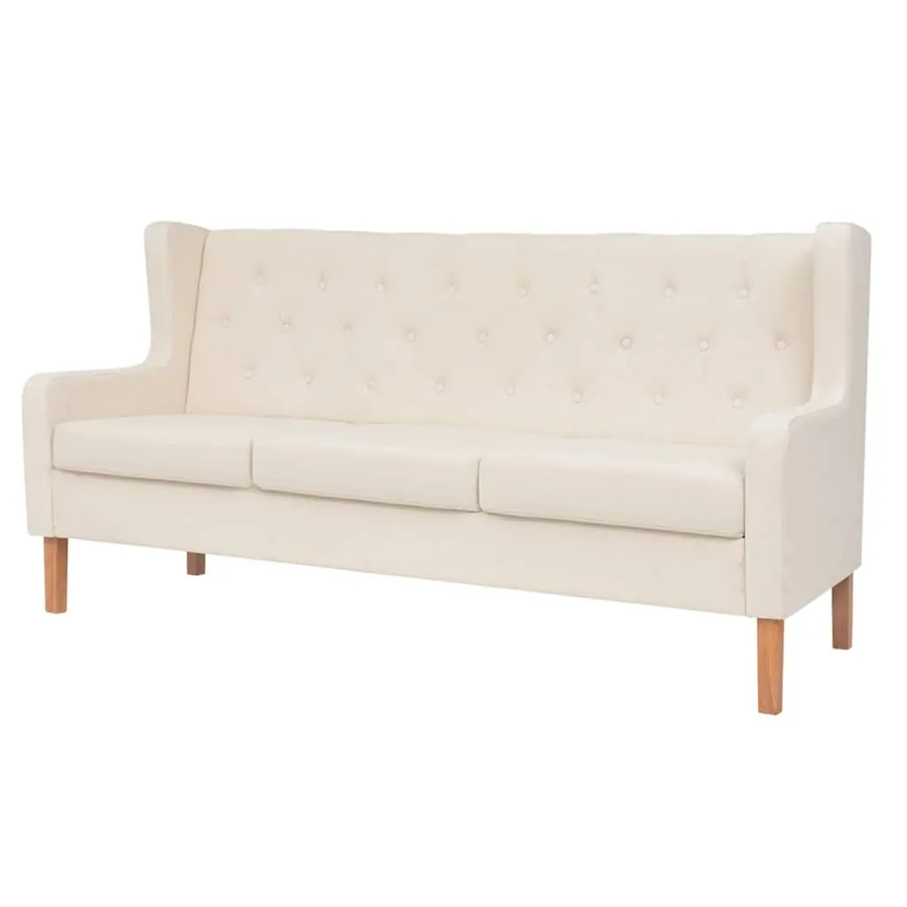 Fabric Sofa Set 2 Pieces White Upholstered 2-Seater 3-Seater