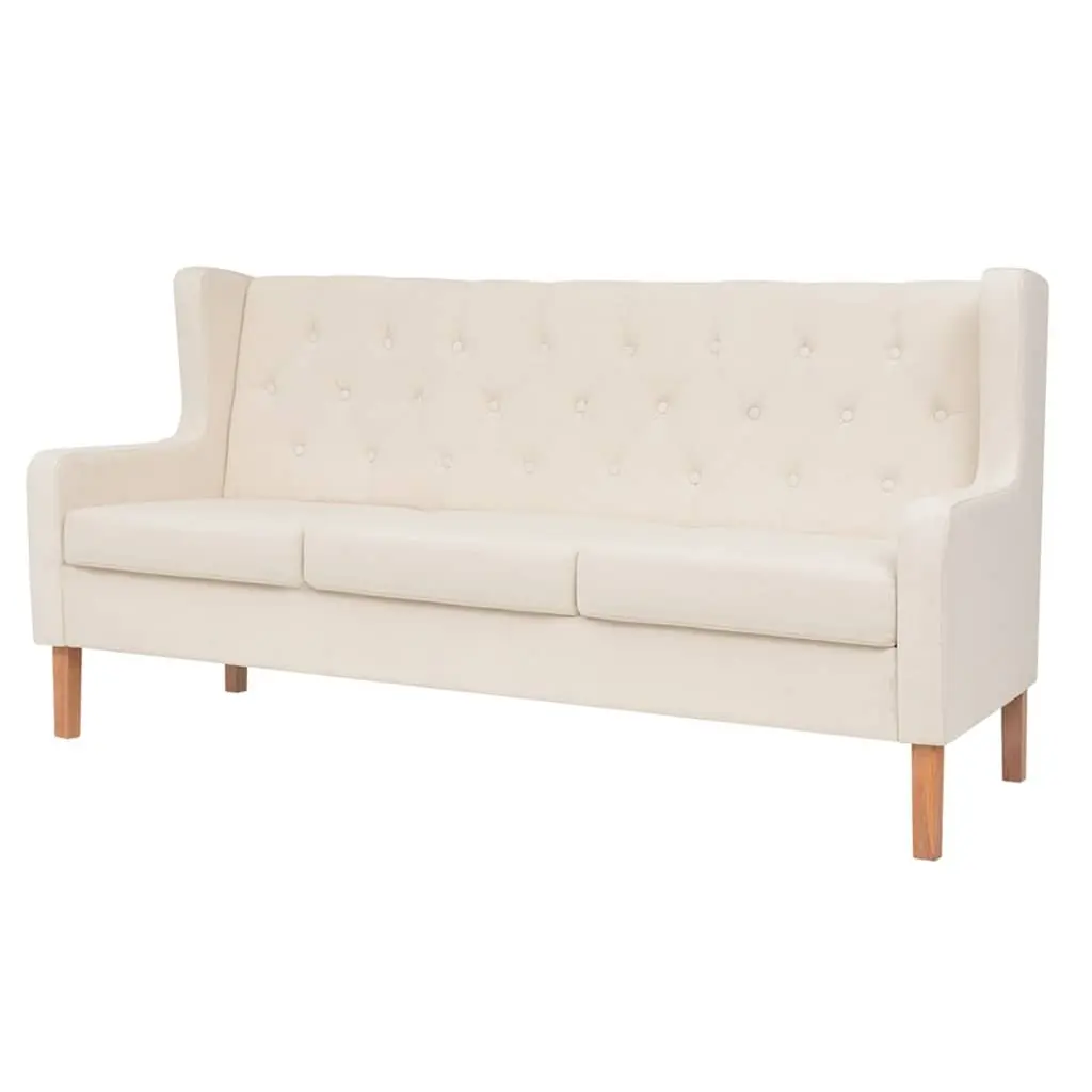3-Piece Sofa Set Fabric Upholstered Solid Wooden Frame White