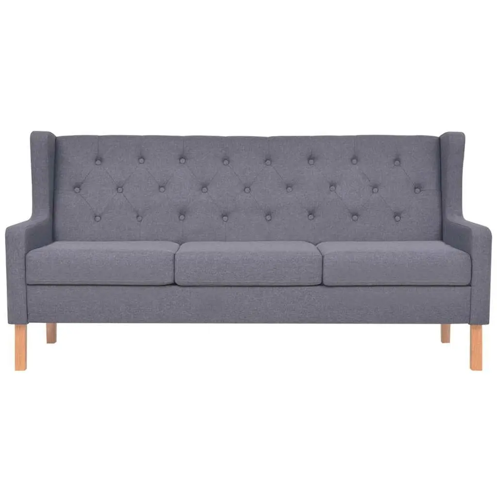 Grey Fabric Sofa Set 2 Pieces Armchair 3-Seater