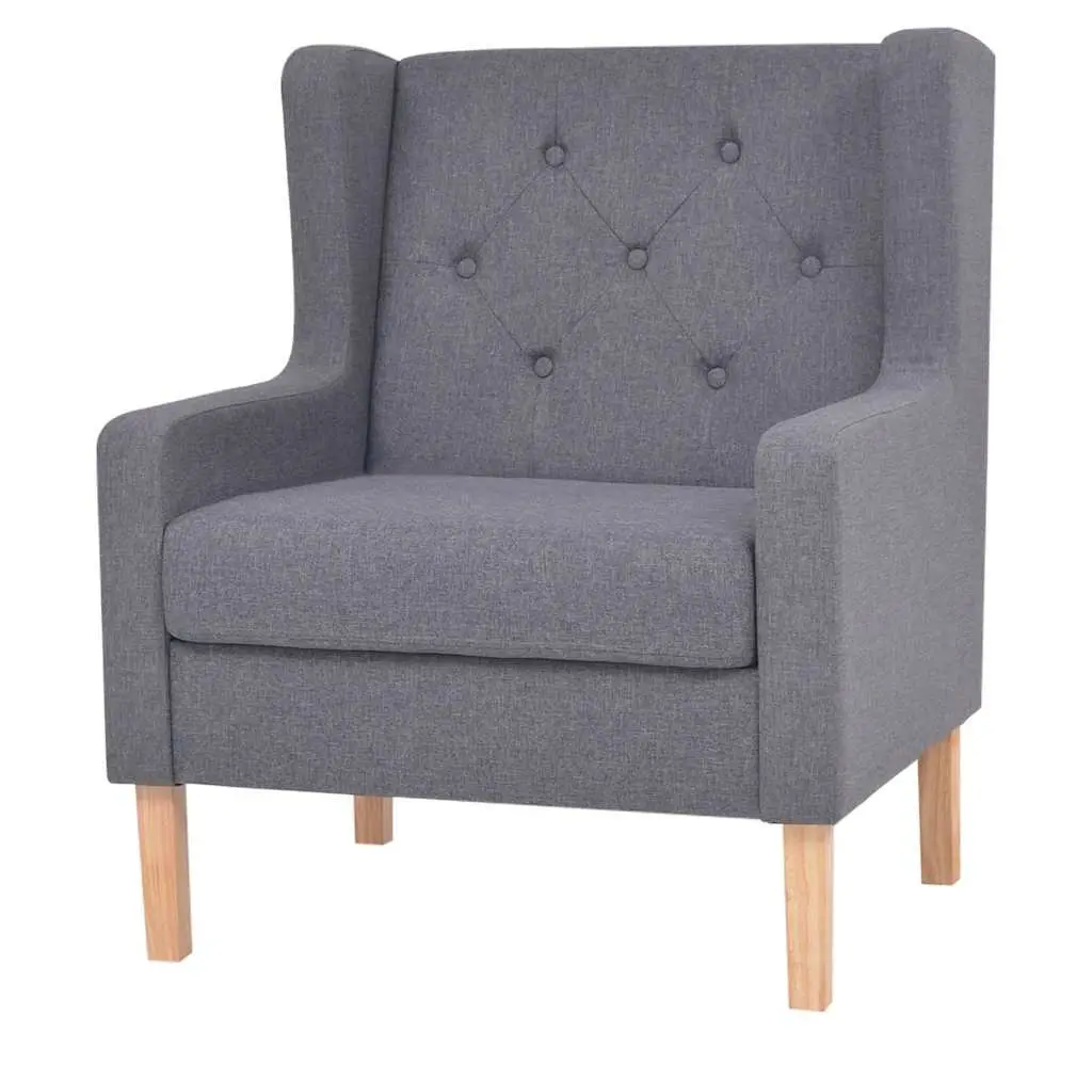 Grey Fabric Sofa Set 2 Pieces Armchair 3-Seater