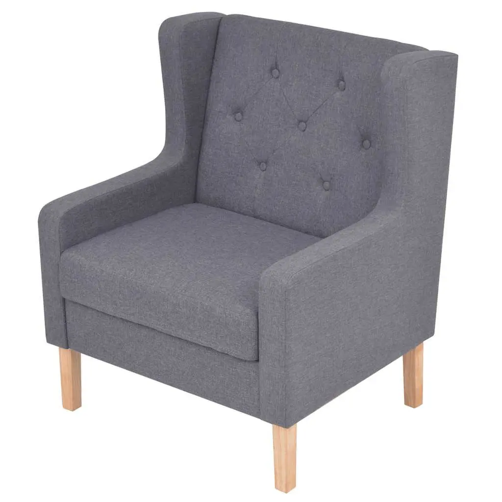 Grey Fabric Sofa Set 2 Pieces Armchair 3-Seater