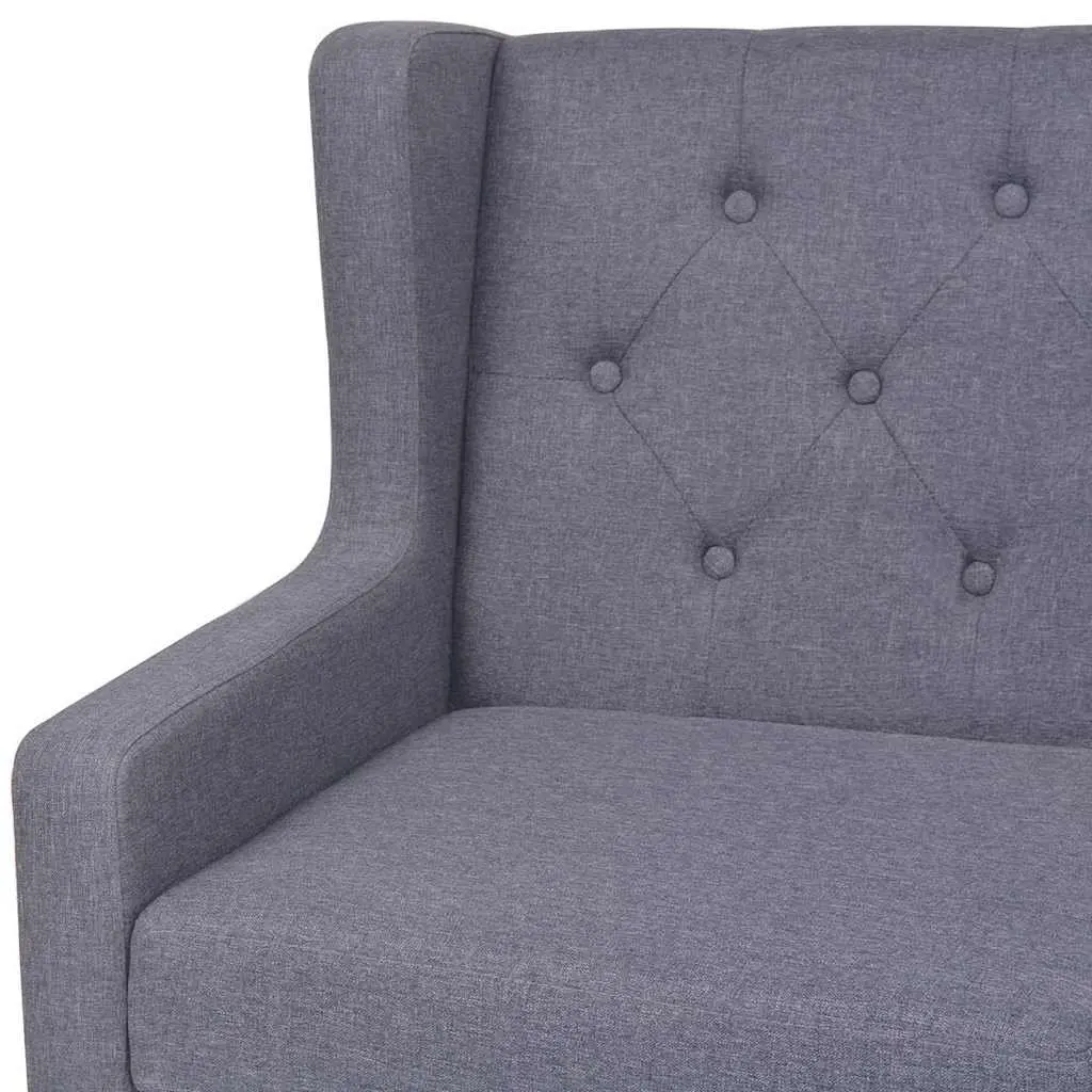 Grey Fabric Sofa Set 2 Pieces Armchair 3-Seater