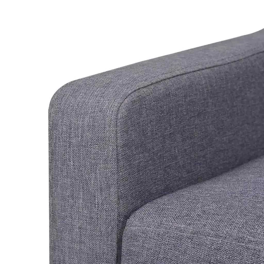 Grey Fabric Sofa Set 2 Pieces Armchair 3-Seater