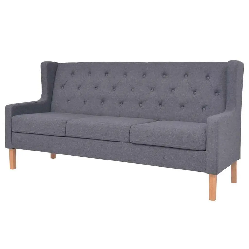 3-Piece Sofa Set Grey Fabric Armchair 2-Seater 3-Seater Living Room Lounge