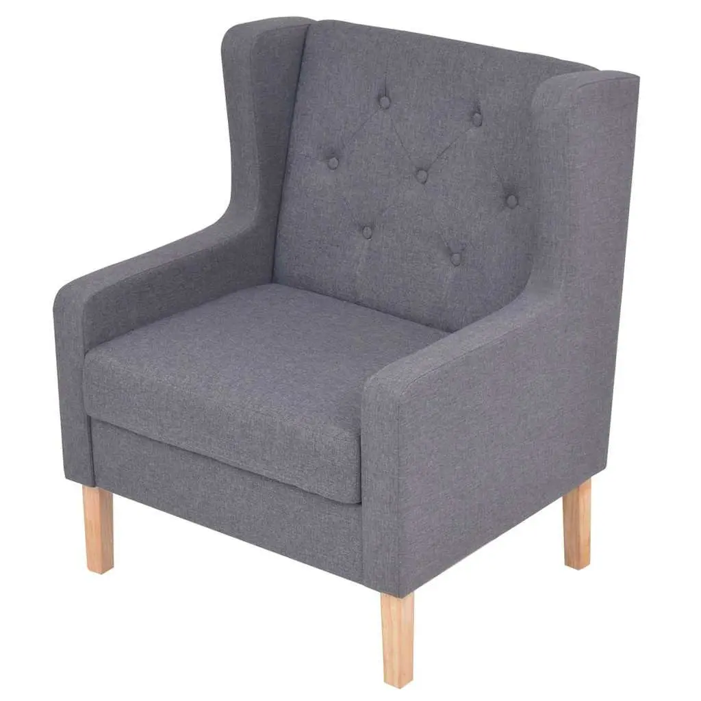 3-Piece Sofa Set Grey Fabric Armchair 2-Seater 3-Seater Living Room Lounge