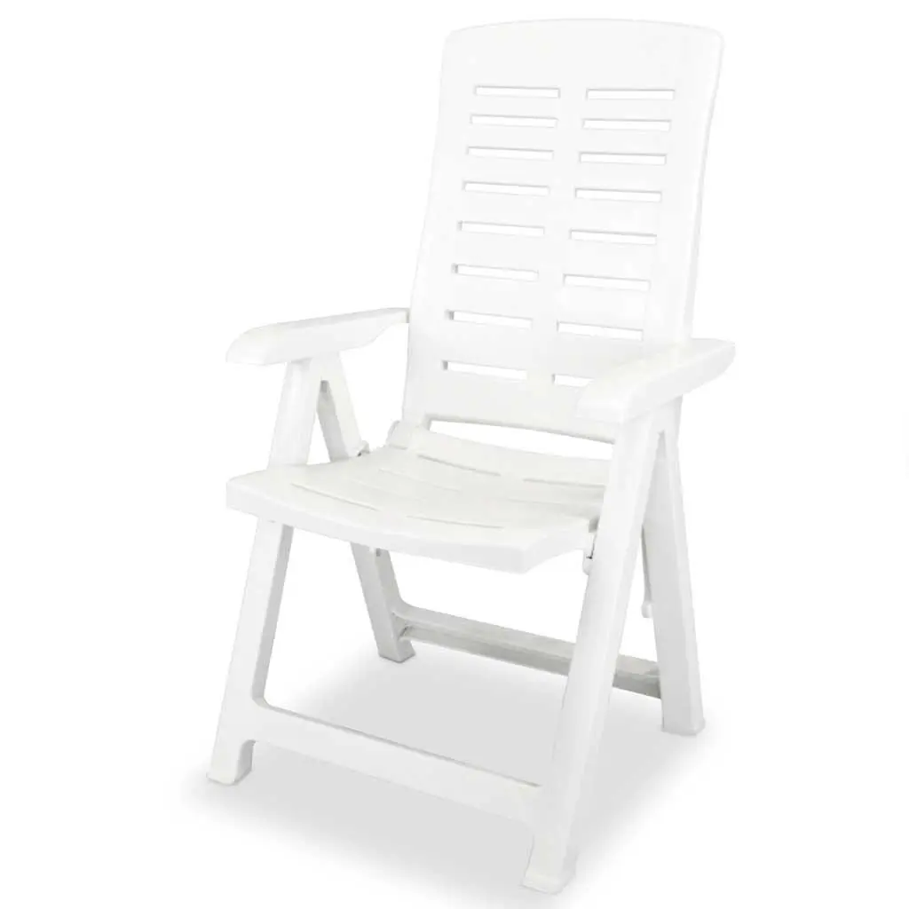 Reclining Outdoor Chairs Set 4 Pcs White Weather-Resistant Lightweight Folding Adjustable