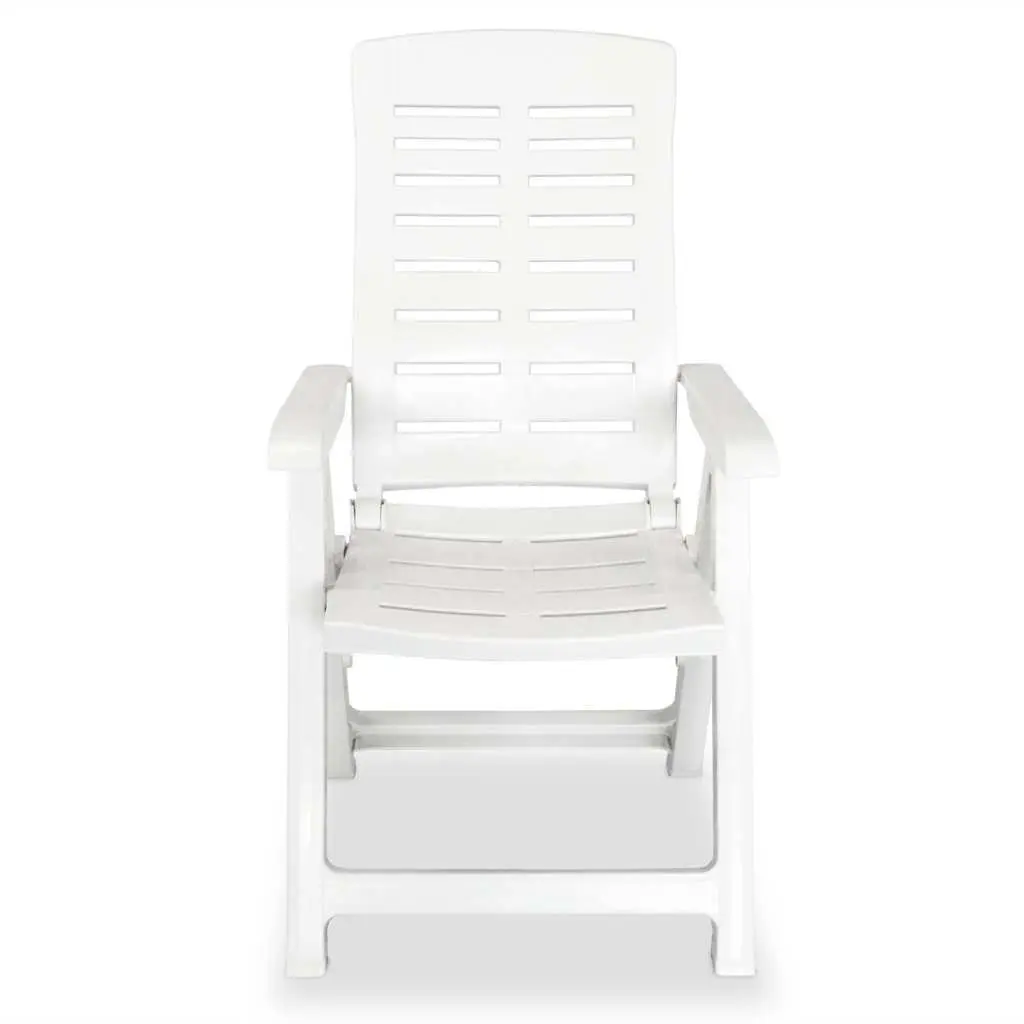 Reclining Outdoor Chairs Set 4 Pcs White Weather-Resistant Lightweight Folding Adjustable