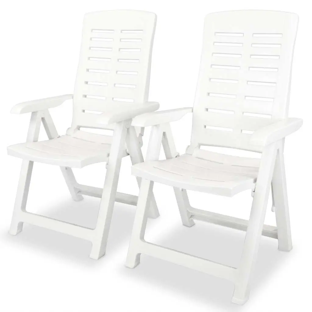 3 Piece Outdoor Bistro Set Weather-Resistant White Garden Patio Dining Table Folding Chairs