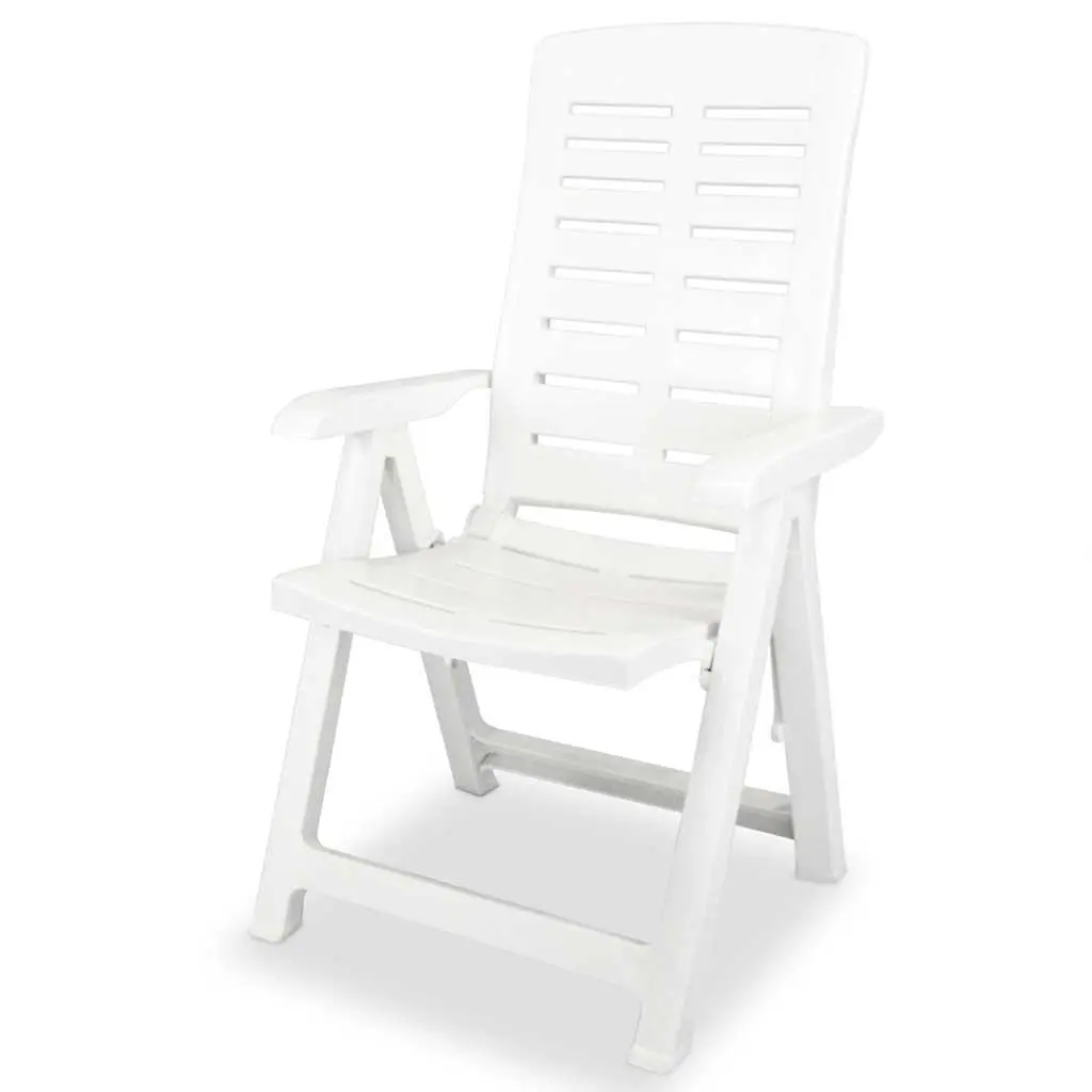 3 Piece Outdoor Bistro Set Weather-Resistant White Garden Patio Dining Table Folding Chairs