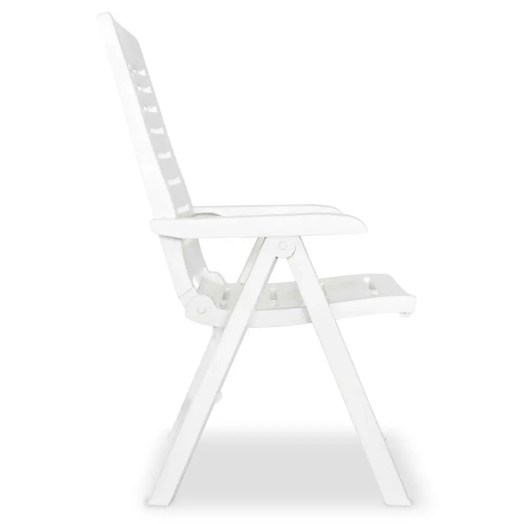 3 Piece Outdoor Bistro Set Weather-Resistant White Garden Patio Dining Table Folding Chairs