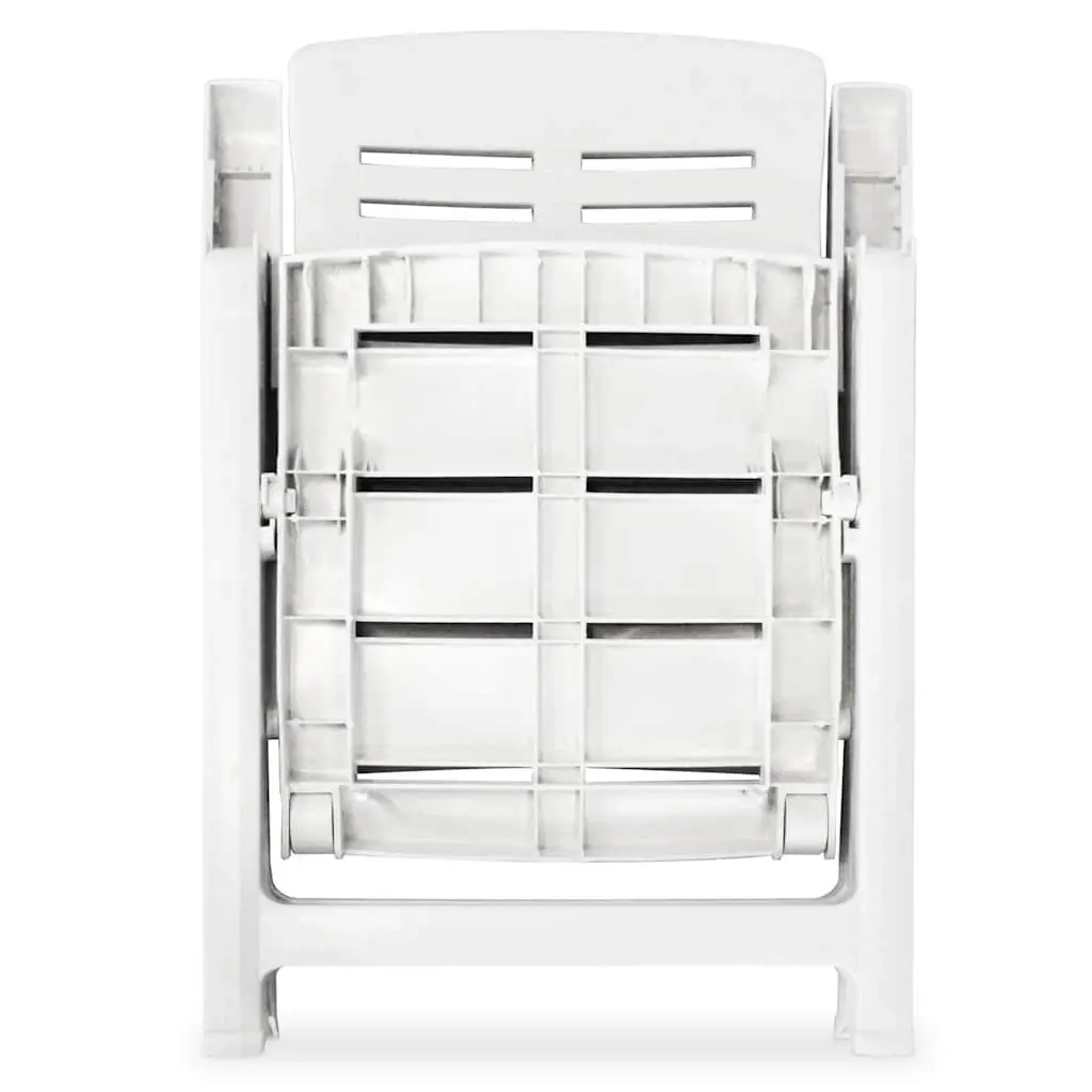 3 Piece Outdoor Bistro Set Weather-Resistant White Garden Patio Dining Table Folding Chairs