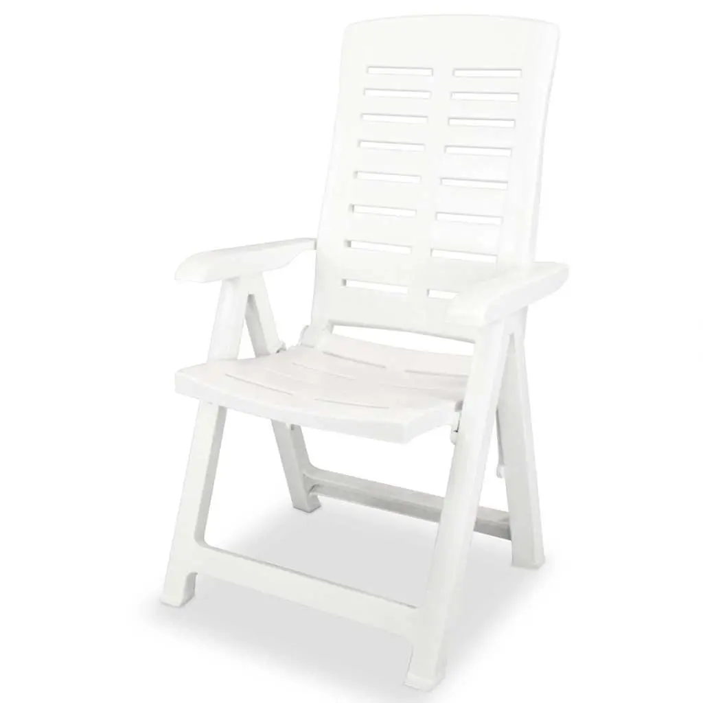 Outdoor Dining Set Folding Reclining 5 Piece White Plastic Table Chairs
