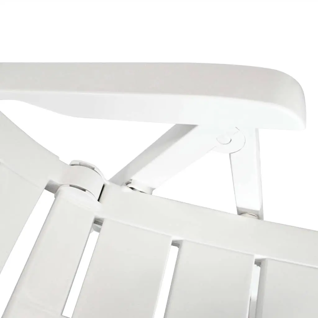Outdoor Dining Set Folding Reclining 5 Piece White Plastic Table Chairs