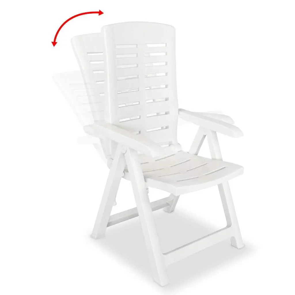 Outdoor Dining Set Folding Reclining 5 Piece White Plastic Table Chairs