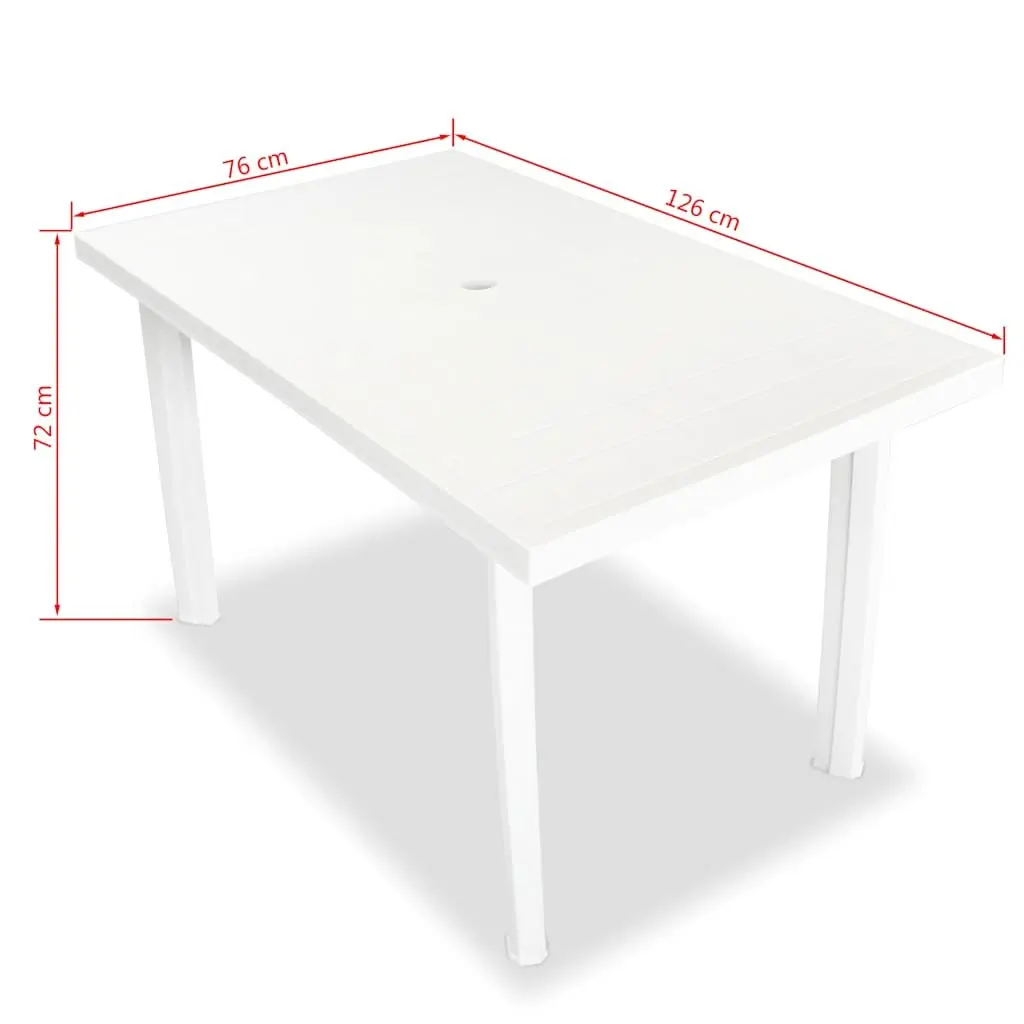Outdoor Dining Set Folding Reclining 5 Piece White Plastic Table Chairs