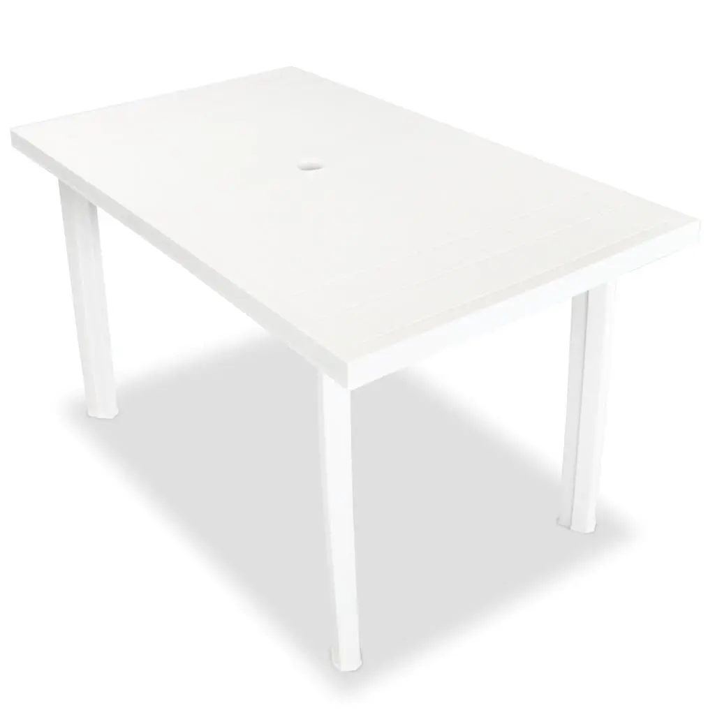 Outdoor Dining Set Weather-Resistant 7 Piece White Plastic Garden Table Folding Chairs