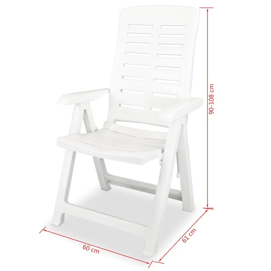 Outdoor Dining Set Weather-Resistant 7 Piece White Plastic Garden Table Folding Chairs