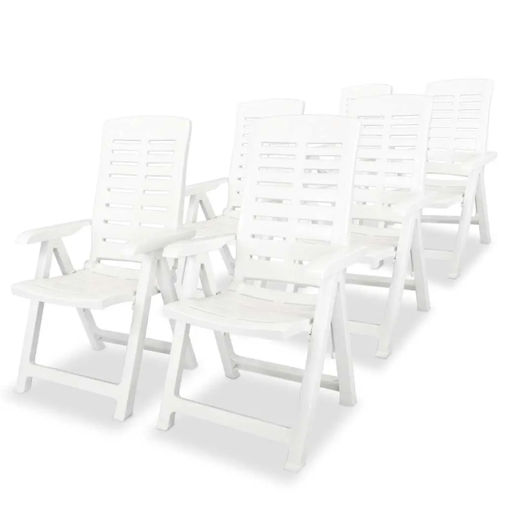 Outdoor Dining Set Weather-Resistant 7 Piece White Plastic Garden Table Folding Chairs