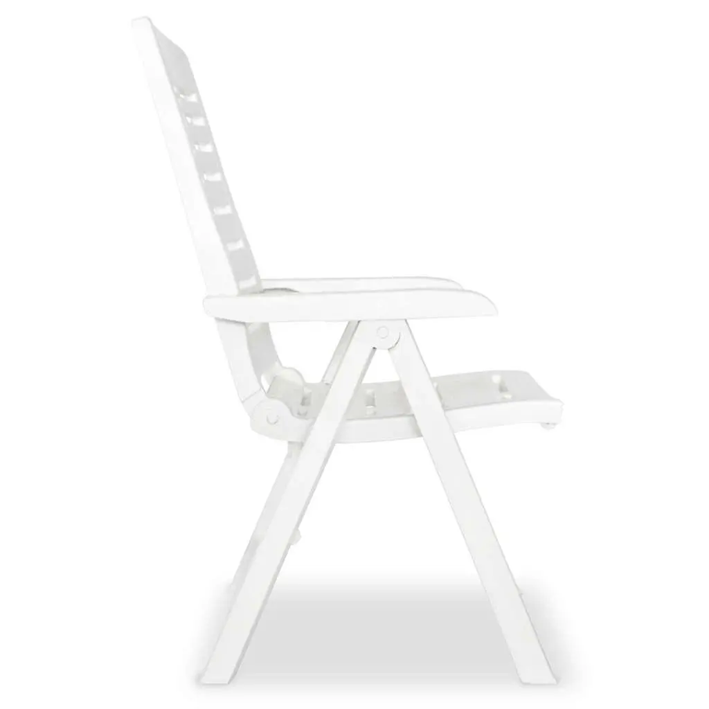 Outdoor Dining Set Weather-Resistant 7 Piece White Plastic Garden Table Folding Chairs