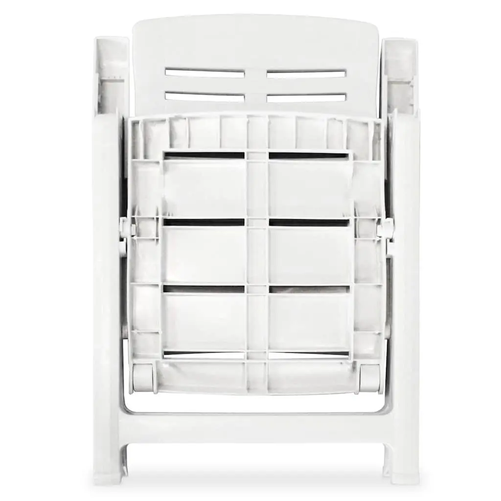 Outdoor Dining Set Weather-Resistant 7 Piece White Plastic Garden Table Folding Chairs