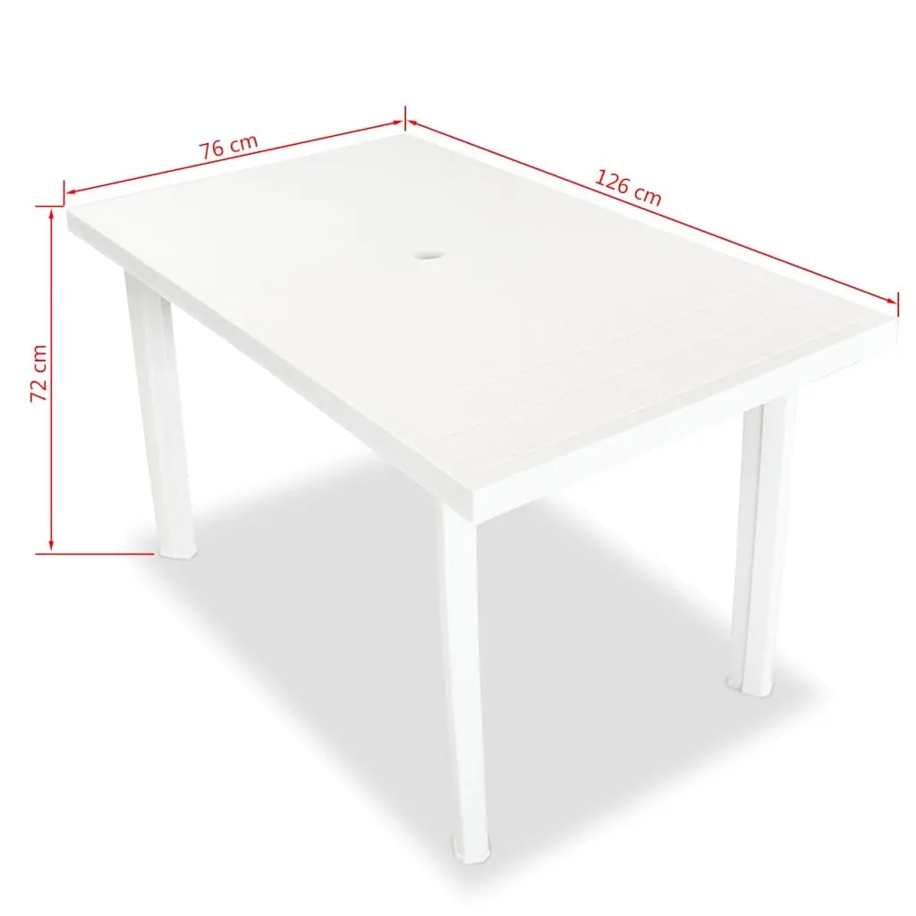 Outdoor Dining Set Weather-Resistant 7 Piece White Plastic Garden Table Folding Chairs
