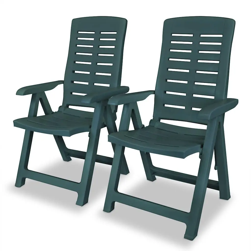 3 Piece Outdoor Bistro Set Garden Patio Dining Table 2 Folding Chairs Green