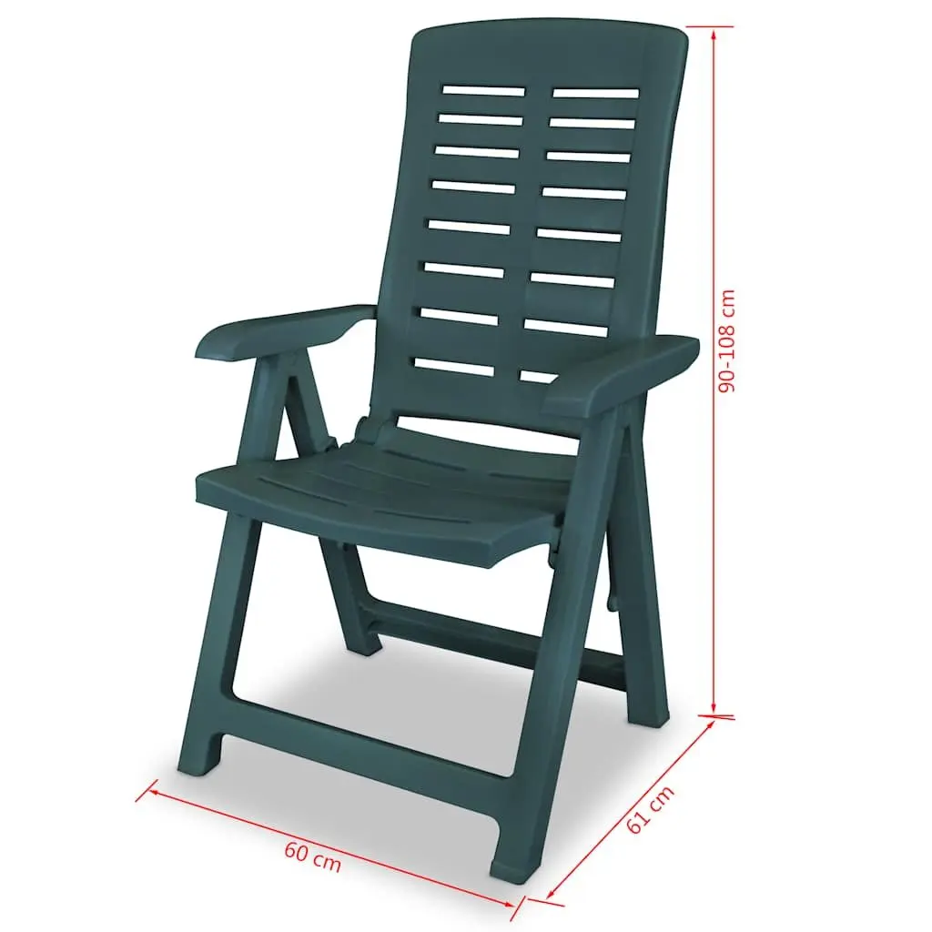 5 Piece Outdoor Dining Set Weather Resistant Green Patio Table with Umbrella Hole and Four Folding Chairs