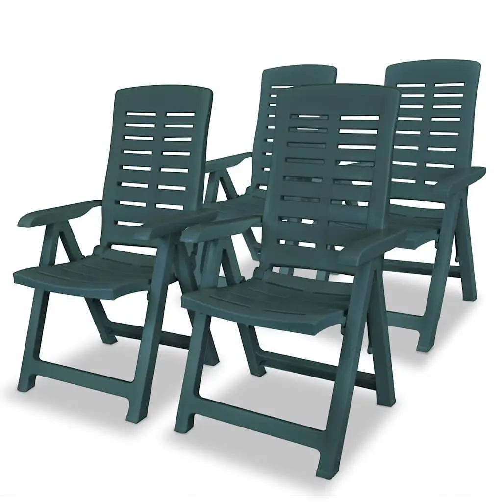 5 Piece Outdoor Dining Set Weather Resistant Green Patio Table with Umbrella Hole and Four Folding Chairs