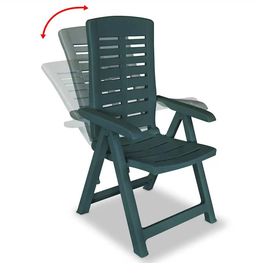 5 Piece Outdoor Dining Set Weather Resistant Green Patio Table with Umbrella Hole and Four Folding Chairs