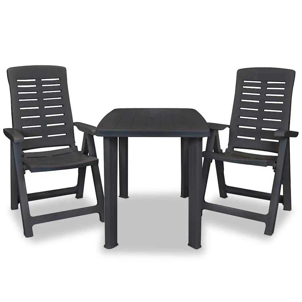 Outdoor Bistro Set Folding Anthracite 3 Piece Garden Patio Dining Table Chairs