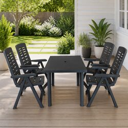 Outdoor Dining Set 5 Piece Plastic Table Chairs Folding Garden Patio Furniture