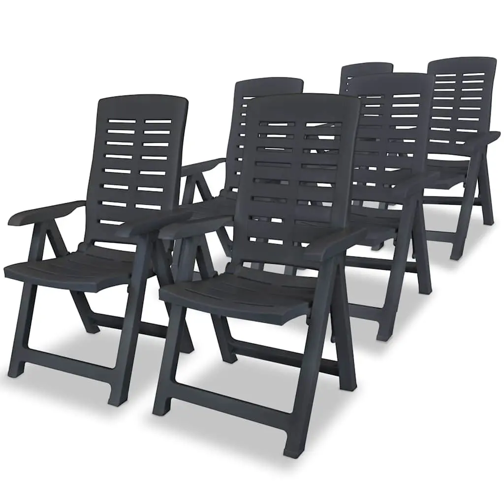 7 Piece Anthracite Plastic Outdoor Folding Chairs and Garden Table Set