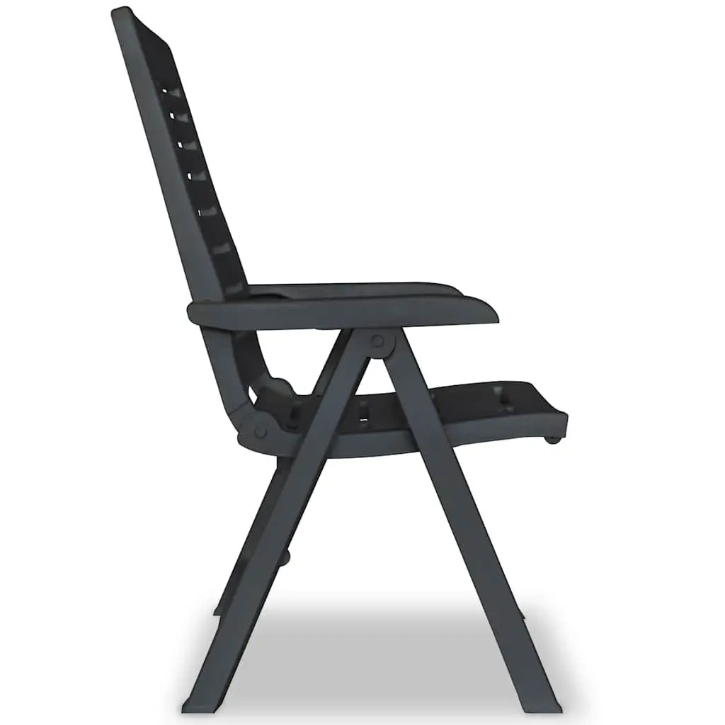 7 Piece Anthracite Plastic Outdoor Folding Chairs and Garden Table Set