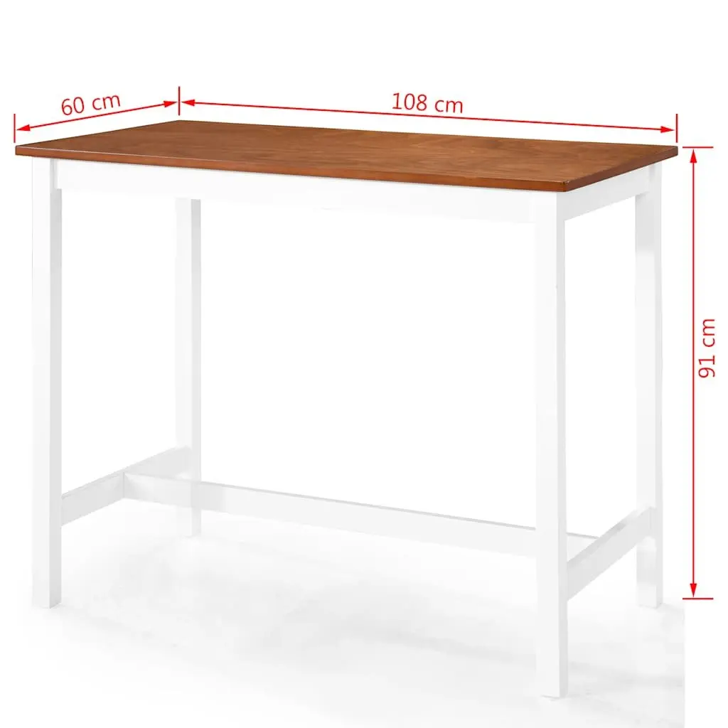 Bar Table and Stool Set Solid Wood 5 Pieces Brown